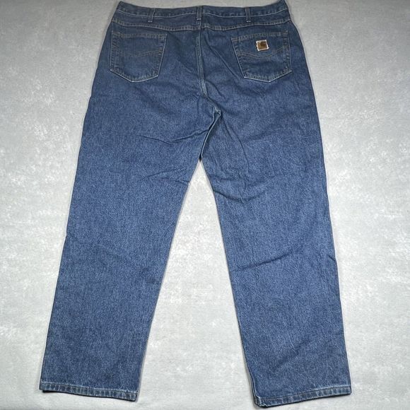 Carhartt Jeans Relaxed Fit Men’s Size 44X 32 Dark Blue Denim Straight Leg Baggy - Picture 8 of 13